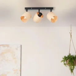 Luminaires Rustiques-Luminaires Brilliant Plafonnier Brilliant Raffy Noir, 3 lumières