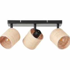 Luminaires Rustiques-Luminaires Brilliant Plafonnier Brilliant Raffy Noir, 3 lumières