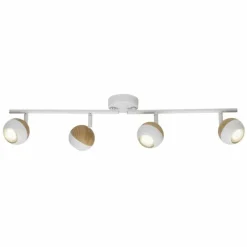 Lampes En Bois-Luminaires Brilliant Plafonnier Brilliant Scan LED Bois clair, Blanc, 4 lumières