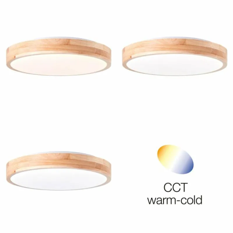 Luminaires Rustiques-Luminaires Brilliant Plafonnier Brilliant Slimline LED Bois clair, Blanc, 1 lumière