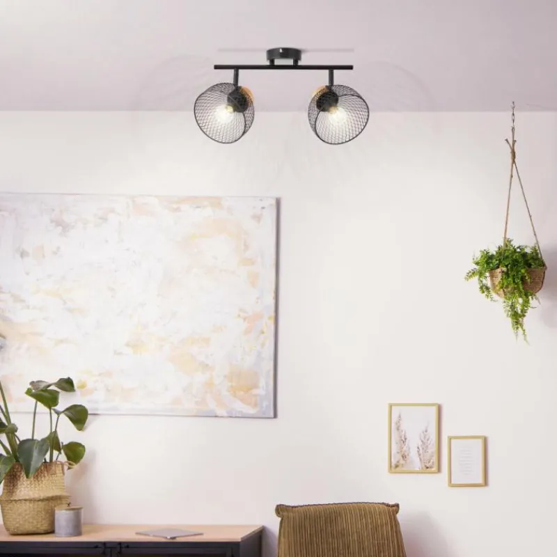 Luminaires Rustiques-Luminaires Brilliant Plafonnier Brilliant Thuy Noir, 2 lumières