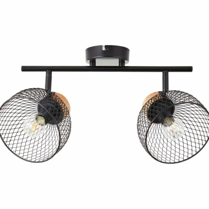 Luminaires Rustiques-Luminaires Brilliant Plafonnier Brilliant Thuy Noir, 2 lumières