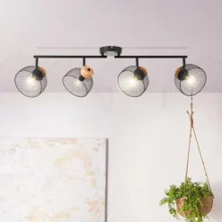 Luminaires Rustiques-Luminaires Brilliant Plafonnier Brilliant Thuy Noir, 4 lumières