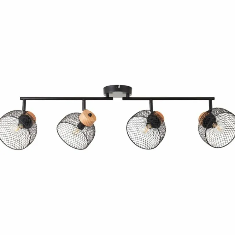 Luminaires Rustiques-Luminaires Brilliant Plafonnier Brilliant Thuy Noir, 4 lumières