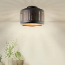 Lampes Dorées-Luminaires Brilliant Plafonnier Brilliant Tyas Noir, 1 lumière