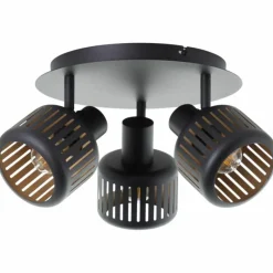 Lampes Dorées-Luminaires Brilliant Plafonnier Brilliant Tyas Noir, 3 lumières