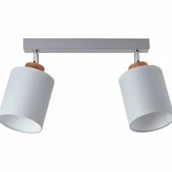 Lampes En Tissu-Luminaires Brilliant Plafonnier Brilliant Vonnie Gris, Bois clair, 2 lumières