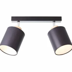 Lampes En Tissu-Luminaires Brilliant Plafonnier Brilliant Vonnie Bois clair, Noir, 2 lumières
