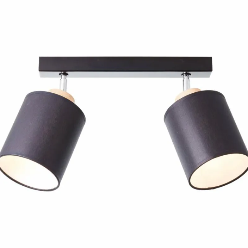 Lampes En Tissu-Luminaires Brilliant Plafonnier Brilliant Vonnie Bois clair, Noir, 2 lumières