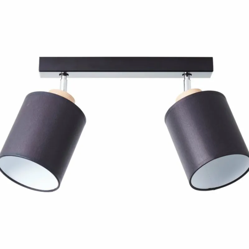 Lampes En Tissu-Luminaires Brilliant Plafonnier Brilliant Vonnie Bois clair, Noir, 2 lumières