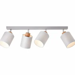Lampes En Tissu-Luminaires Brilliant Plafonnier Brilliant Vonnie Gris, Bois clair, 4 lumières