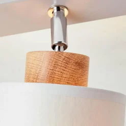 Lampes En Tissu-Luminaires Brilliant Plafonnier Brilliant Vonnie Gris, Bois clair, 4 lumières