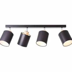 Lampes En Tissu-Luminaires Brilliant Plafonnier Brilliant Vonnie Bois clair, Noir, 4 lumières