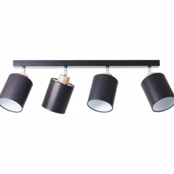 Lampes En Tissu-Luminaires Brilliant Plafonnier Brilliant Vonnie Bois clair, Noir, 4 lumières