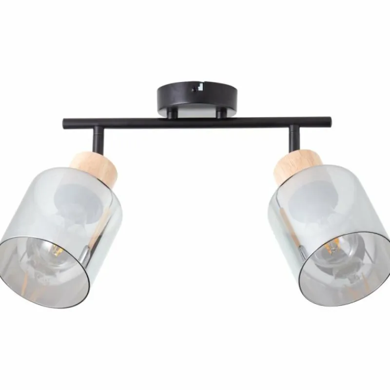 Luminaires Rustiques-Luminaires Brilliant Plafonnier Brilliant Weald Noir, 2 lumières