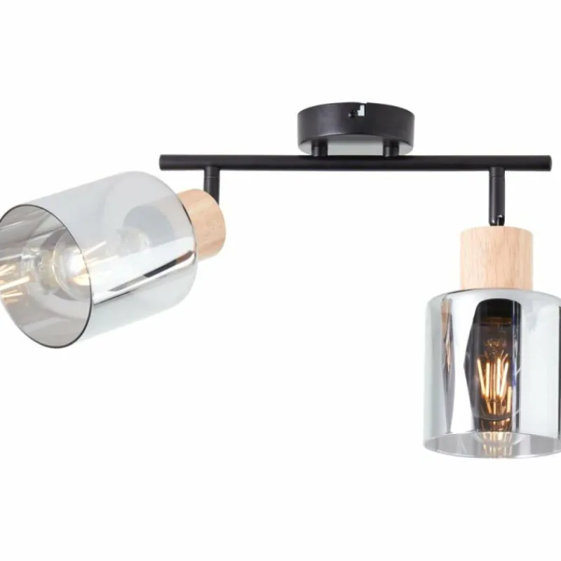 Luminaires Rustiques-Luminaires Brilliant Plafonnier Brilliant Weald Noir, 2 lumières