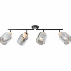 Luminaires Rustiques-Luminaires Brilliant Plafonnier Brilliant Weald Noir, 4 lumières