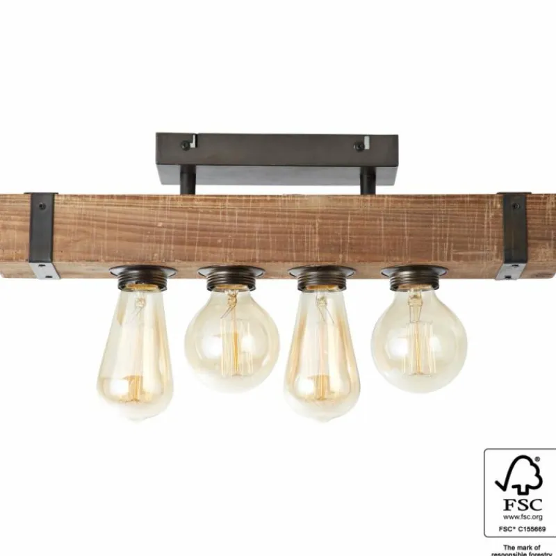 Luminaires Scandinaves-Luminaires Brilliant Plafonnier Brilliant Woodhill Bois foncé, Noir, 4 lumières