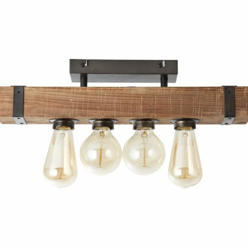 Luminaires Scandinaves-Luminaires Brilliant Plafonnier Brilliant Woodhill Bois foncé, Noir, 4 lumières