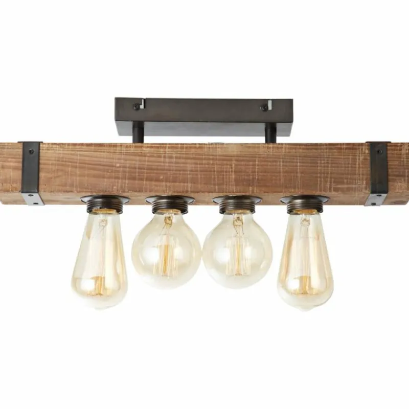 Luminaires Scandinaves-Luminaires Brilliant Plafonnier Brilliant Woodhill Bois foncé, Noir, 4 lumières