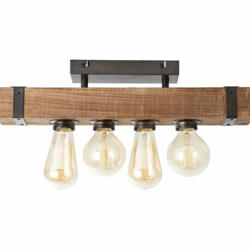 Luminaires Scandinaves-Luminaires Brilliant Plafonnier Brilliant Woodhill Bois foncé, Noir, 4 lumières