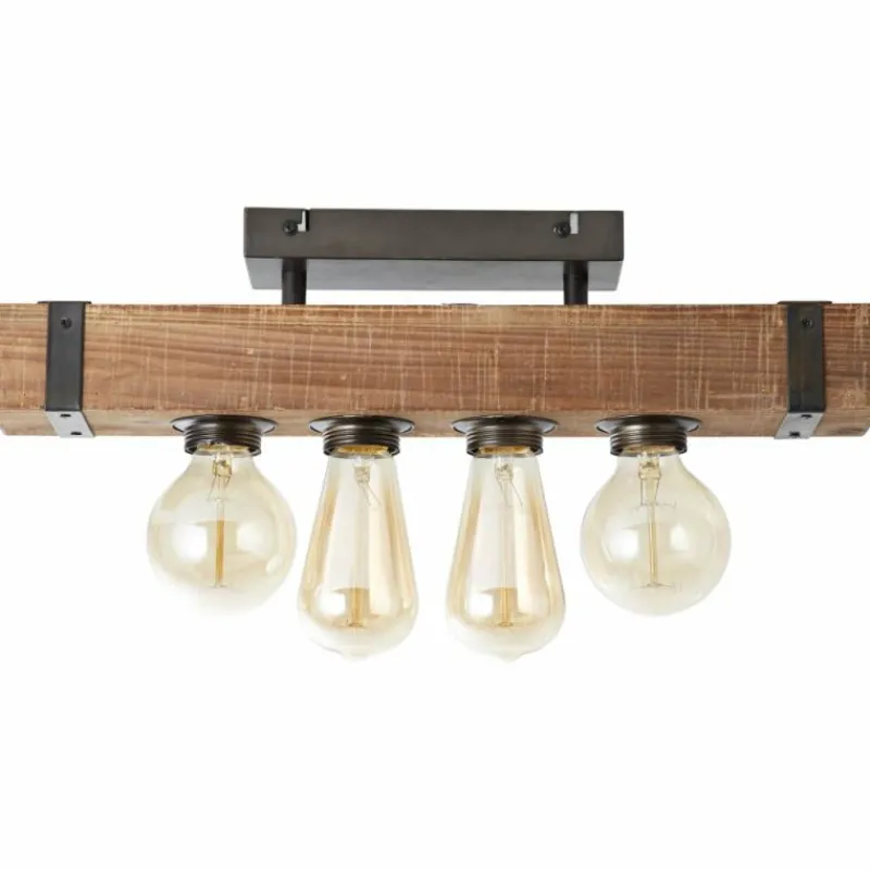 Luminaires Scandinaves-Luminaires Brilliant Plafonnier Brilliant Woodhill Bois foncé, Noir, 4 lumières