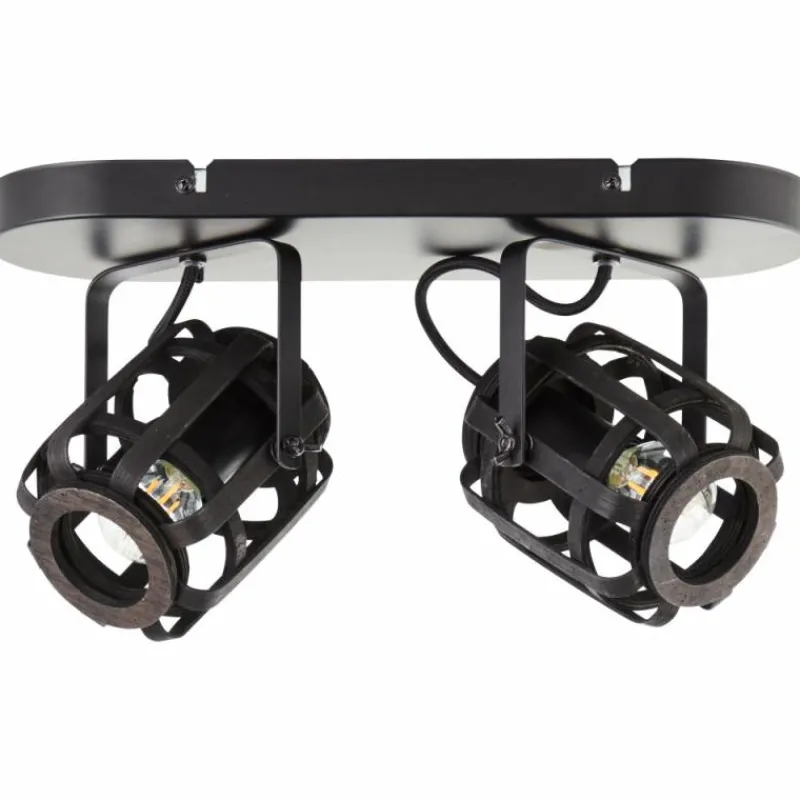 Style Boho-Chic-Luminaires Brilliant Plafonnier Brilliant Woodrow Noir, 2 lumières