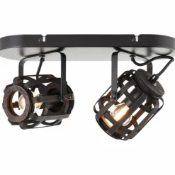 Style Boho-Chic-Luminaires Brilliant Plafonnier Brilliant Woodrow Noir, 2 lumières
