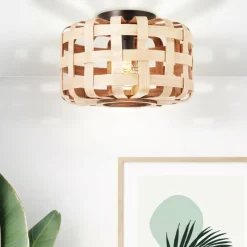 Luminaires Rustiques-Luminaires Brilliant Plafonnier Brilliant Woodline Noir, 1 lumière