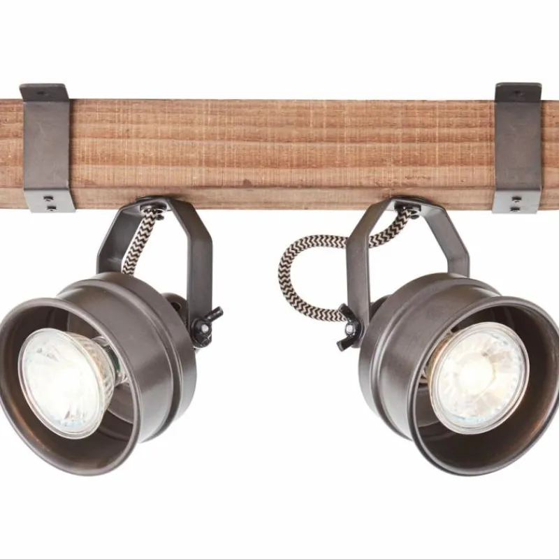 Lampes Vintages & Rétros-Luminaires Brilliant Plafonnier Brilliant-Leuchten Unity Bois foncé, Noir, 2 lumières