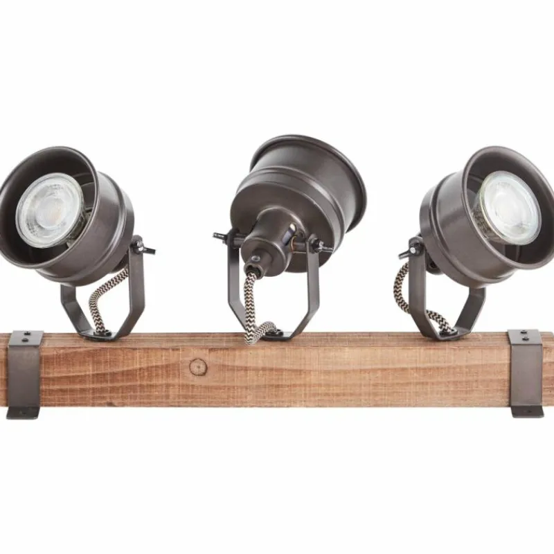 Lampes Vintages & Rétros-Luminaires Brilliant Plafonnier Brilliant-Leuchten Unity Bois foncé, Noir, 3 lumières