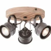 Lampes Vintages & Rétros-Luminaires Brilliant Plafonnier Brilliant-Leuchten Unity Bois foncé, Noir, 3 lumières