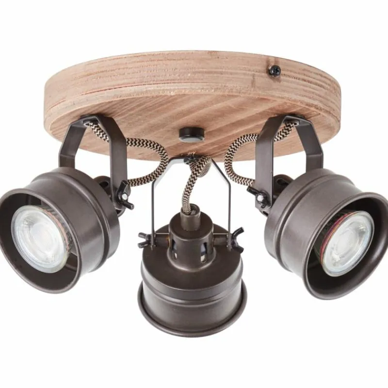 Lampes Vintages & Rétros-Luminaires Brilliant Plafonnier Brilliant-Leuchten Unity Bois foncé, Noir, 3 lumières