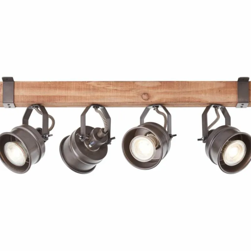 Lampes Vintages & Rétros-Luminaires Brilliant Plafonnier Brilliant-Leuchten Unity Bois foncé, Noir, 4 lumières