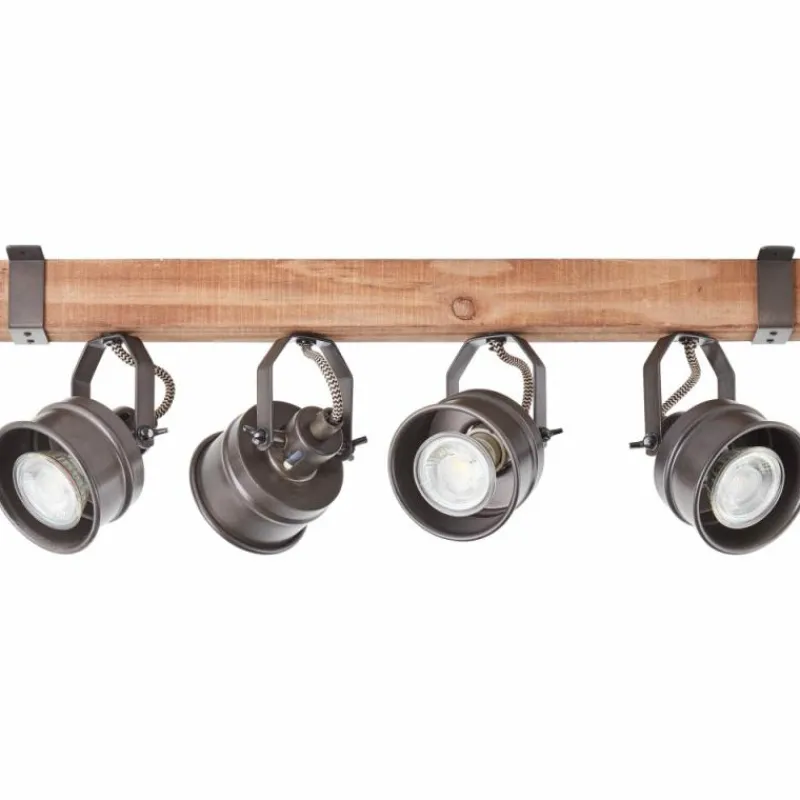 Lampes Vintages & Rétros-Luminaires Brilliant Plafonnier Brilliant-Leuchten Unity Bois foncé, Noir, 4 lumières