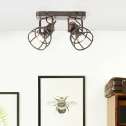 Lampes Vintages & Rétros-Luminaires Brilliant Plafonnier Brilliant-Leuchten Reece Noir, 2 lumières