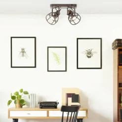 Lampes Vintages & Rétros-Luminaires Brilliant Plafonnier Brilliant-Leuchten Reece Noir, 2 lumières