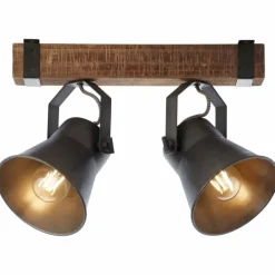 Lampes Industrielles-Luminaires Brilliant Plafonnier Brilliant-Leuchten Decca Bois foncé, Noir, 2 lumières