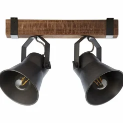 Lampes Industrielles-Luminaires Brilliant Plafonnier Brilliant-Leuchten Decca Bois foncé, Noir, 2 lumières