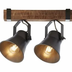 Lampes Industrielles-Luminaires Brilliant Plafonnier Brilliant-Leuchten Decca Bois foncé, Noir, 2 lumières
