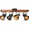 Lampes Industrielles-Luminaires Brilliant Plafonnier Brilliant-Leuchten Decca Bois foncé, Noir, 4 lumières