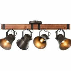 Lampes Industrielles-Luminaires Brilliant Plafonnier Brilliant-Leuchten Decca Bois foncé, Noir, 4 lumières