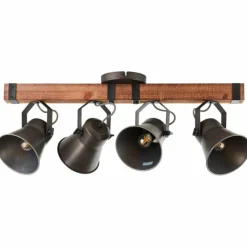 Lampes Industrielles-Luminaires Brilliant Plafonnier Brilliant-Leuchten Decca Bois foncé, Noir, 4 lumières
