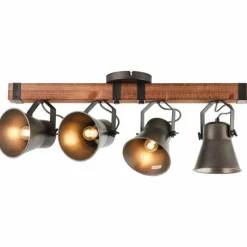 Lampes Industrielles-Luminaires Brilliant Plafonnier Brilliant-Leuchten Decca Bois foncé, Noir, 4 lumières