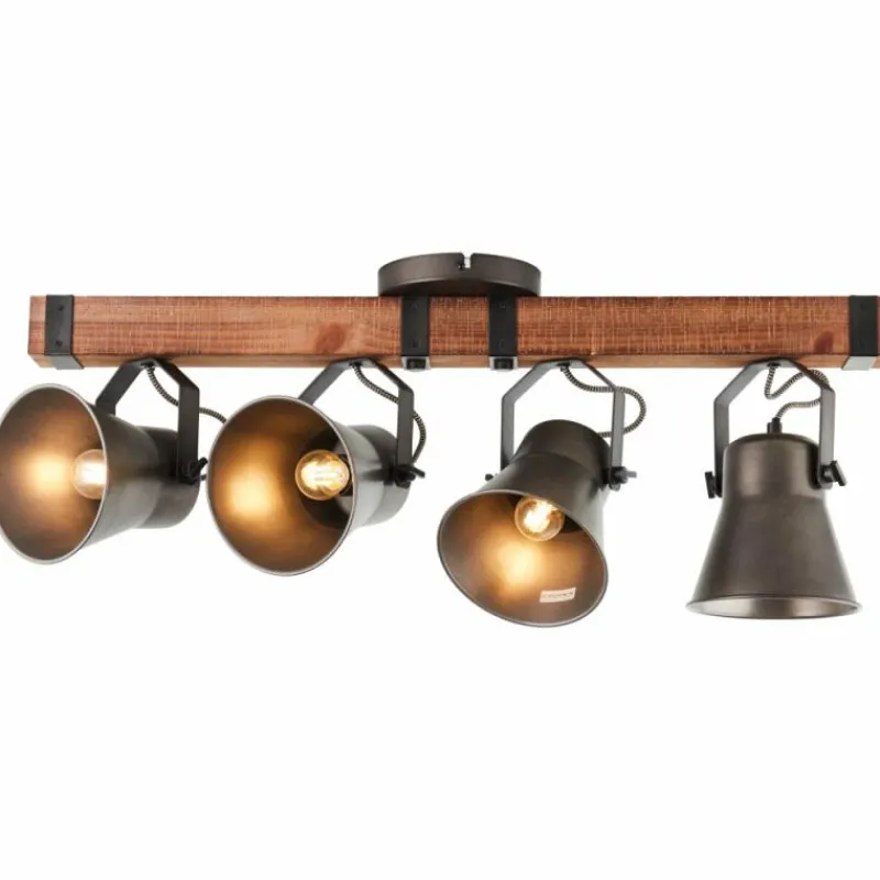 Lampes Industrielles-Luminaires Brilliant Plafonnier Brilliant-Leuchten Decca Bois foncé, Noir, 4 lumières