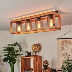 Suspension Verre Fumé-hofstein Plafonnier Brugg Brun, Noir, 4 lumières