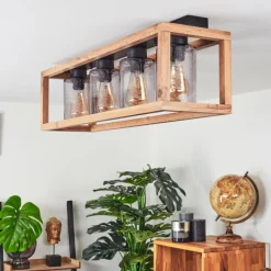 Suspension Verre Fumé-hofstein Plafonnier Brugg Brun, Noir, 4 lumières