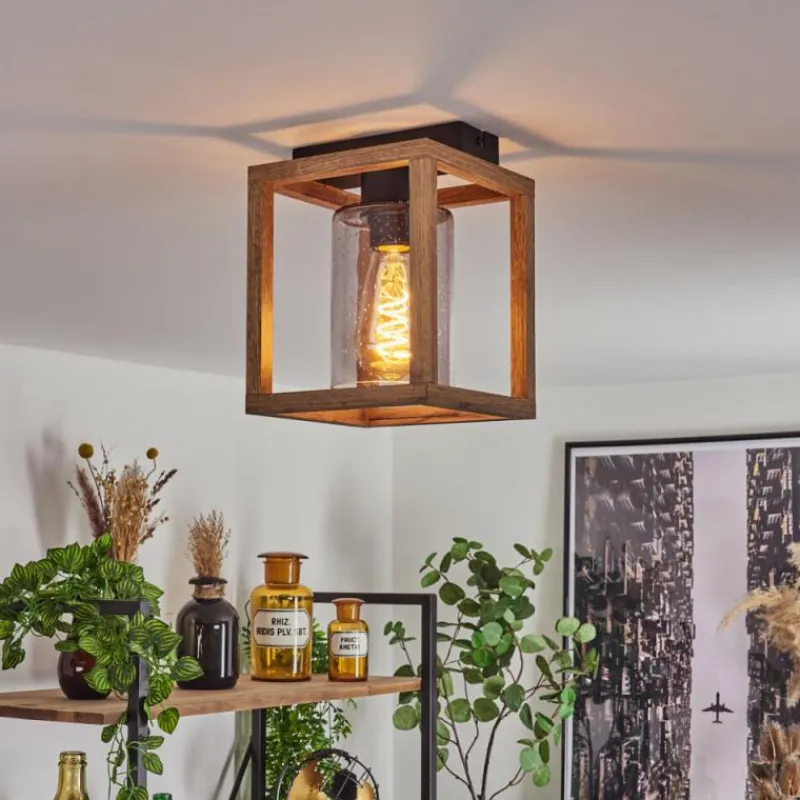 Luminaires Scandinaves-hofstein Plafonnier Brugg Brun, Noir, 1 lumière