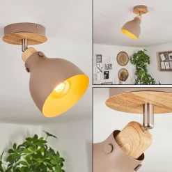 Luminaires Scandinaves-hofstein Plafonnier Brunnen Brun, Couleur bois, Taupe, 1 lumière