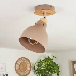 Luminaires Scandinaves-hofstein Plafonnier Brunnen Brun, Couleur bois, Taupe, 1 lumière